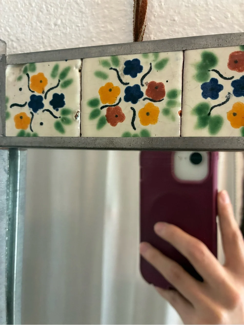 Vintage Mexican Tile & Tin Wall Mirror